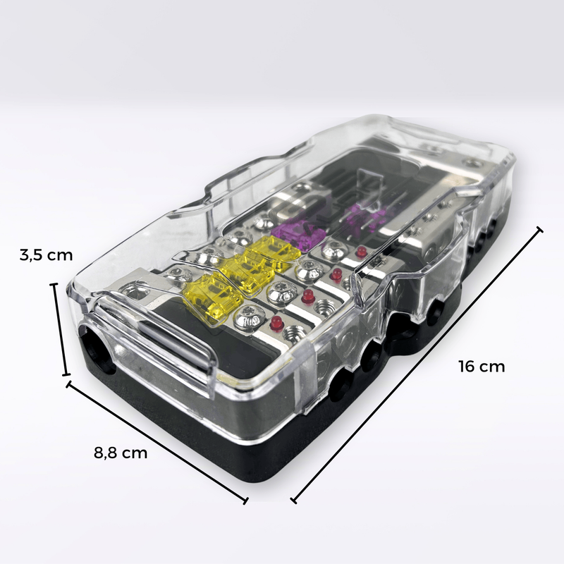 GS Audio AFS Fuse Holder 4-Way IN:2x50 OUT:4x25 + negatives