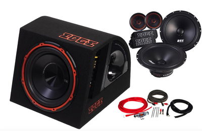 Komplett ljudpaket – EDGE DBX 6.5" komponentsystem, aktiv baslåda och Phoenix Gold installationskit