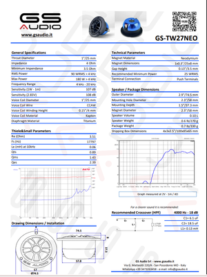 GS Audio Tweeter TW27NEO
