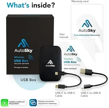 AutoSky AI Box Lite Plus - Trådlös Carplay/Android Auto adapter
