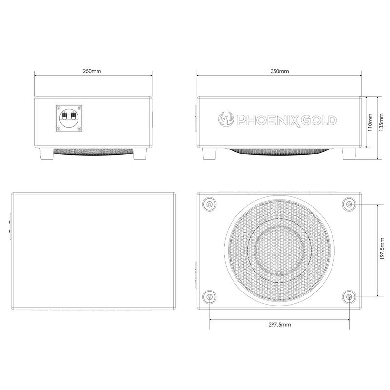 Phoenix Gold ZX18PDF - 500W Max Power 8″ Slim Subwoofer Box