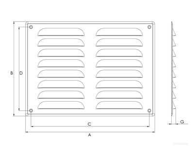 Ventilationsgaller i metall, MR-serien (olika färger/material)