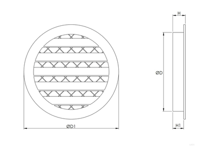 Ventilationsgaller i aluminium, Ø 125 mm (olika färger)