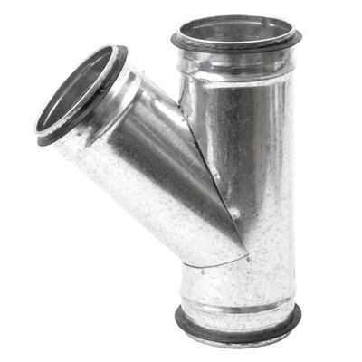 T-rör med packningar – 45° i galvaniserat stål med EPDM-tätning