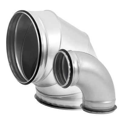 Ventilationsböj 90° med tätning (flera diametrar)