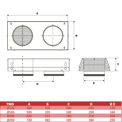 TWO Combi Box – till- och frånluft via yttervägg (flera varianter)