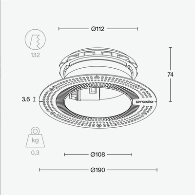 Pradovent Trimless Ø125 vit – Infällt designluftdon för diskret ventilation