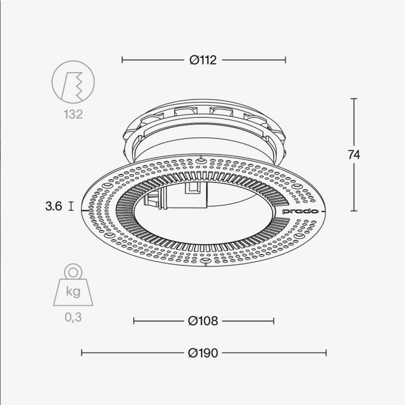 Pradovent Trimless Ø125 vit – Infällt designluftdon för diskret ventilation