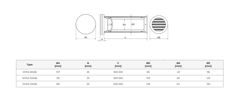 Väggventil med ljudisolering (kit)