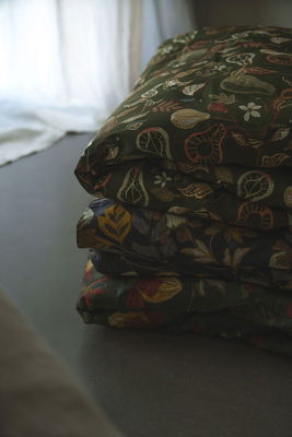 Bandene Grön Satin Bäddset Enkeltäcke 150x210 Kosta Linnewäfveri