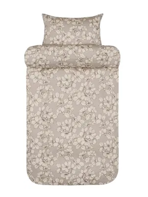 Amelia Beige Blommor Satin Bäddset Enkeltäcke 150x210 Höie