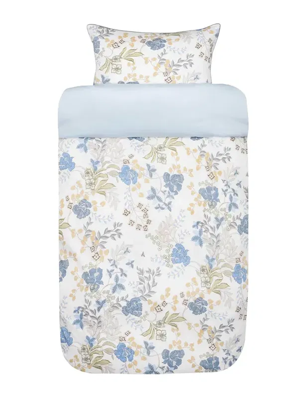 Fredrikke Satin Blå Bäddset Enkeltäcke 150x210 Höie