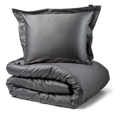 Manchester Satin Mörkgrå Bäddset Dubbeltäcke 230x220 Kosta Linnewäfveri