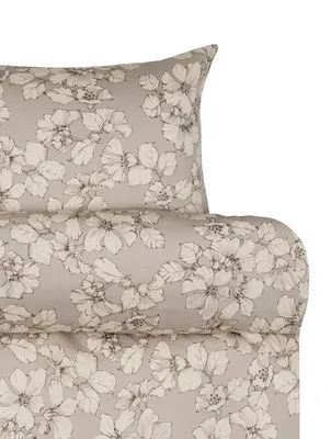 Amelia Beige Blommor Satin Bäddset Enkeltäcke 150x210 Höie