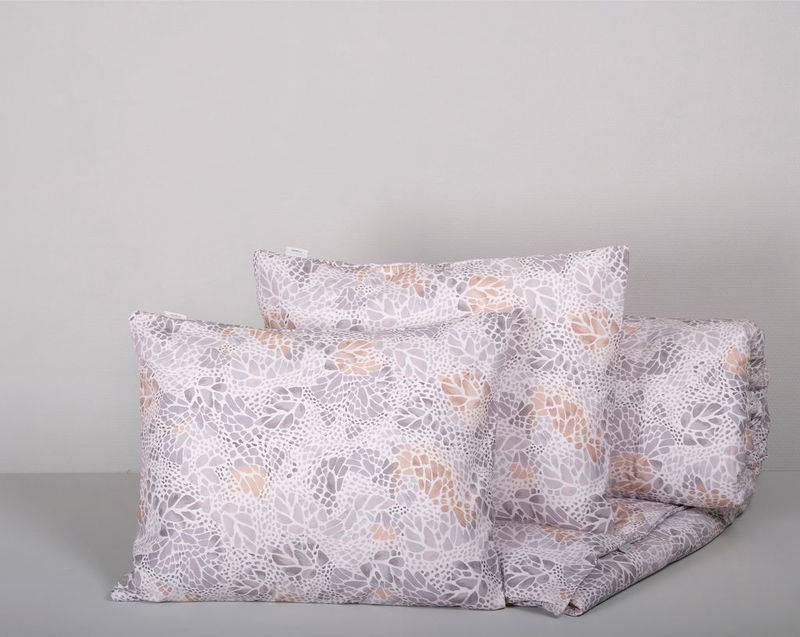 Malå Grå/Beige Satin Bäddset Enkeltäcke 150x210 Värnamo of Sweden
