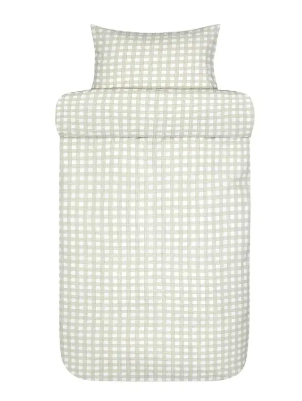 Birk Ljusgrön Rutig Bäckebölja Bäddset Enkeltäcke 150x210 Höie
