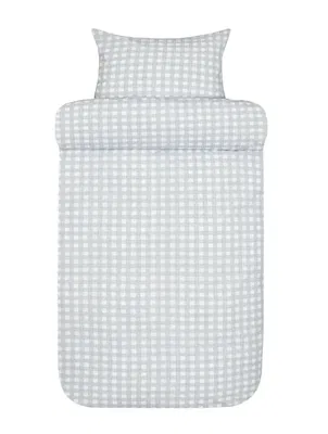 Birk Blå Rutig Bäckebölja Bäddset Enkeltäcke 150x210 Höie