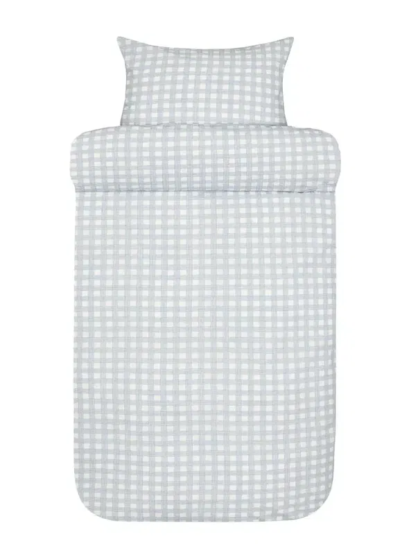 Birk Blå Rutig Bäckebölja Bäddset Enkeltäcke 150x210 Höie