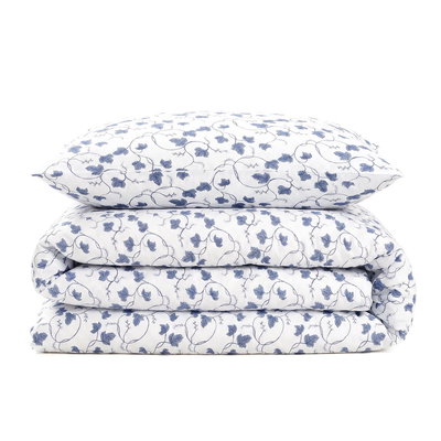 Backa Seersucker Blå Blommor Bäckebölja Bäddset Enkeltäcke 150x210 Kosta Linnewäfveri