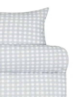 Birk Blå Rutig Bäckebölja Bäddset Enkeltäcke 150x210 Höie