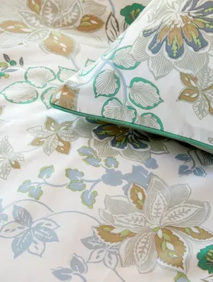 Cassandra Ljusgrön Blommor Satin Bäddset Enkeltäcke 150x210 Höie