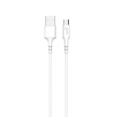 GEAR Laddkabel MicroUSB 3m Vit Rund Kabel