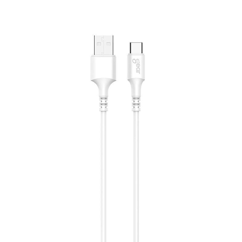 GEAR Laddkabel USB-A till USB-C 2.0 3m Vit Rund