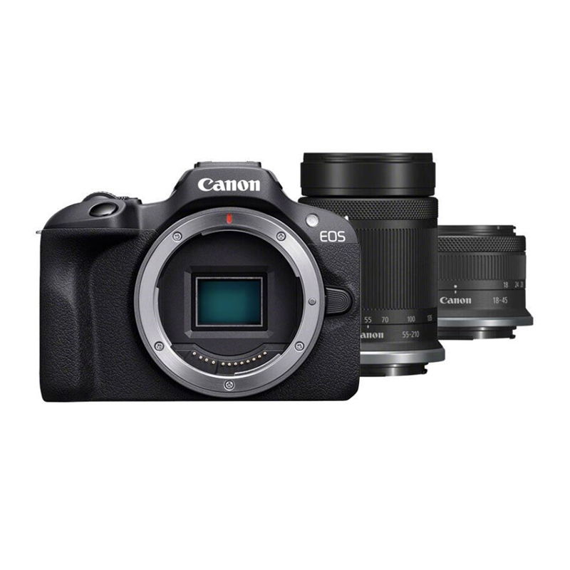 Canon EOS R100 Kamerahus + RF-S 18-45/4.5-6.3 IS STM + RF-S 55-210/5-7.1 IS STM