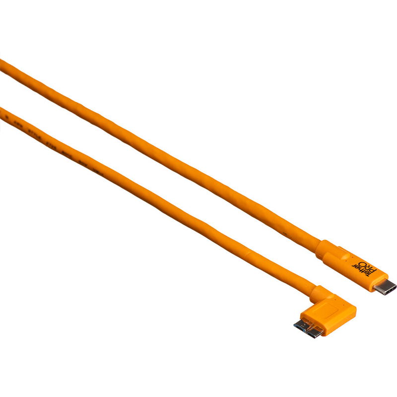 Tether Tools TetherPro USB-C till 3.0 Micro-B Vinklad 4.6m Orange