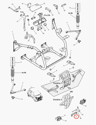 Fremre motorfeste Ligier JS RC & Microcar M8 / F8C / MGO 2