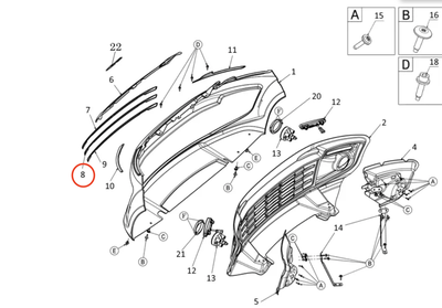 Kromlist i midten til grill / frontfanger foran til Ligier JS50 / JS50L V2 & V3. Skärmavbild 2025-06-12 kl