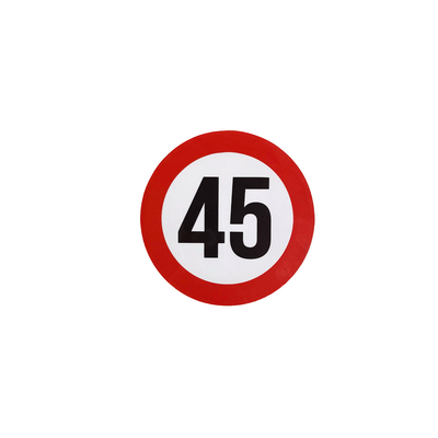 klistremerke 45 km/t for mopedbil – 15 x 15 cm