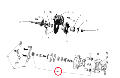 Reparasjonssett med mansjetter til bakre bremsecaliper for Ligier og Microcar