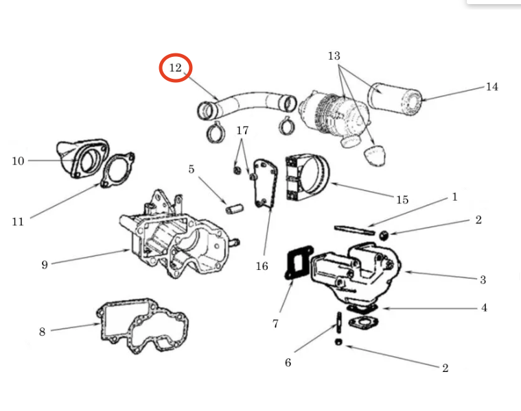 Innsugsslange luftfilter Lombardini LDW502 Progress ACT – Ligier Microcar Chatenet JDM Grecav