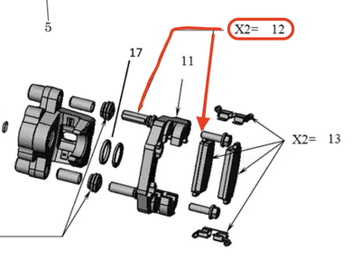 Glidebolter for bakre bremsekaliper Ligier og Microcar