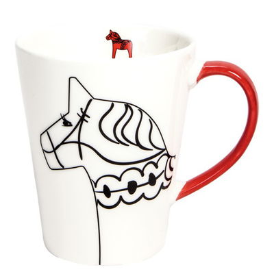 Mugg - Dalahäst med dekor dalahästar insida
