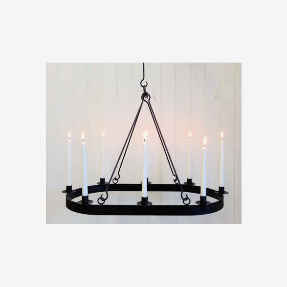 Ljuskrona i linoljebränt järnsmide 8 ljus