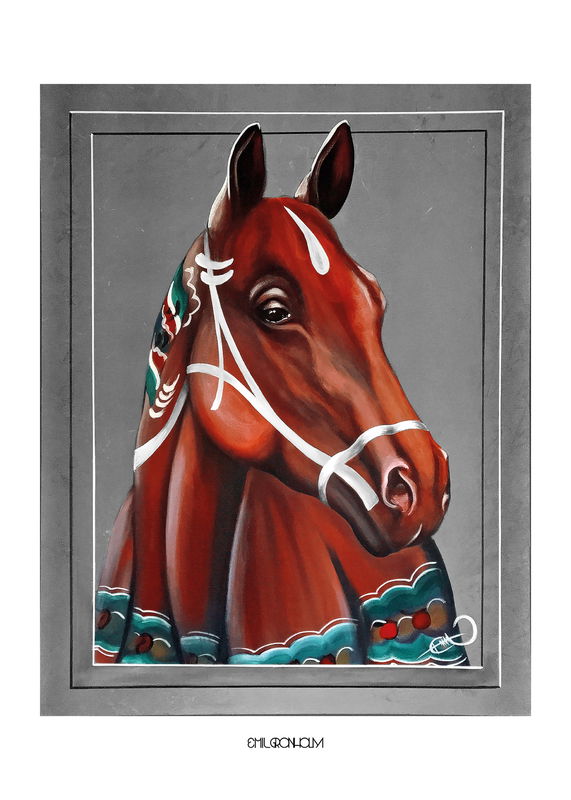 Canvas print Dala horse (head).