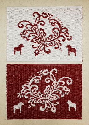 Kurbits dörrmatta med Dalahästar 50x70 cm - Vändbar vinylmatta