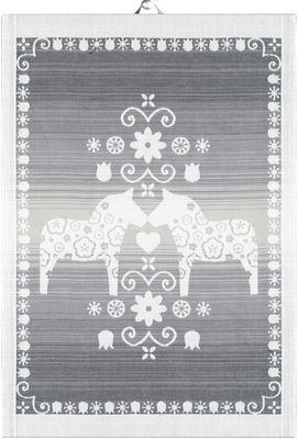 Handduk - Ljusgrå Dalahäst 35x50 cm, 48x70 cm
