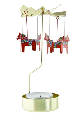 Ljuslykta - Snurrande dalahästar i färg