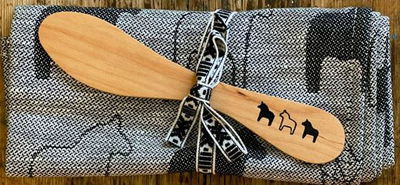 Set med handduk och smörkniv motiv Dalahäst