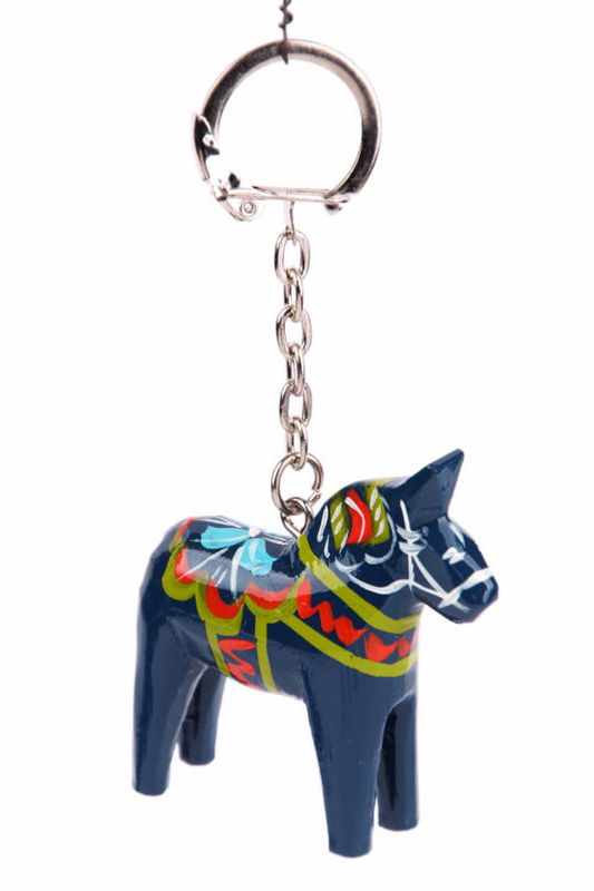 Nyckelring - Äkta Dalahäst 5 cm häst