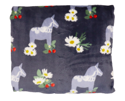 Fleecepläd Dalahästar "Orsa" 130x170 cm