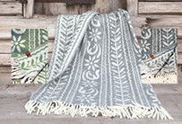 Pläd - "Anno 1862" mönster från handtryckt tapet från Dalarna