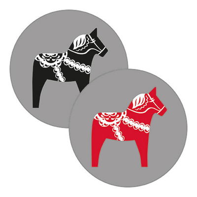 Glasunderlägg - Dalahäst vändbar röd/svart