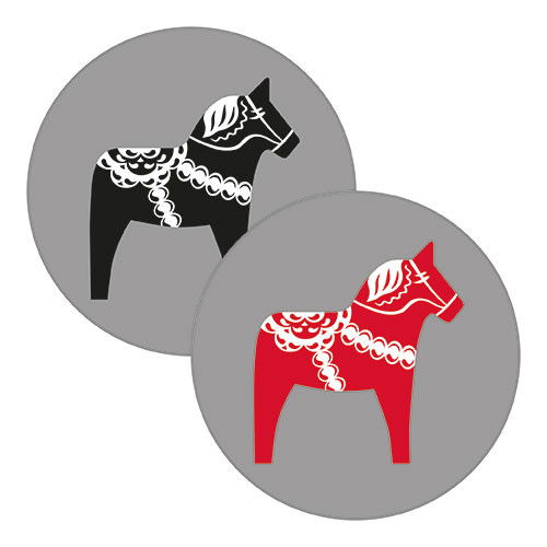 Glasunderlägg - Dalahäst vändbar röd/svart