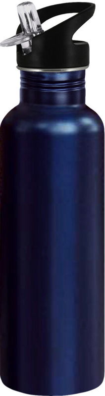 Sportflaska 0,75 l - Vattenflaska i rostfritt stål med inbyggt sugrör