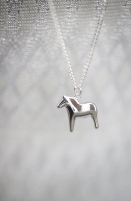 Halsband 85 cm - Dalahäst Silver