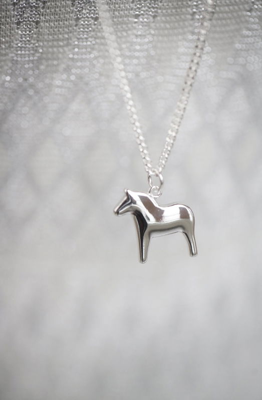 Halsband 85 cm - Dalahäst Silver